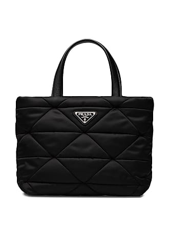 Prada Logo Plaque Re-nylon Tote Bag in Black