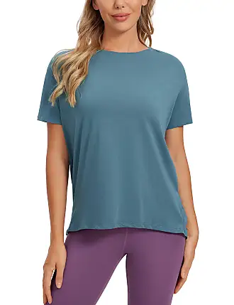 CRZ YOGA Women's Pima Cotton Short Sleeve Shirts Loose Fit Gym Workout  T-Shirt Athletic Casual Tops : : Clothing, Shoes & Accessories