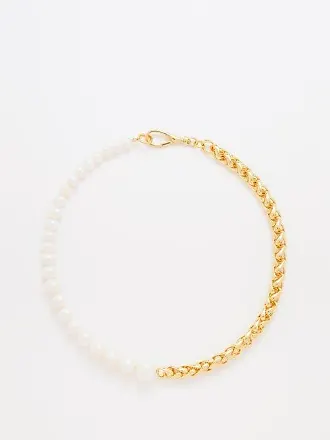 Chunky Chain Pearl Necklace - Gold