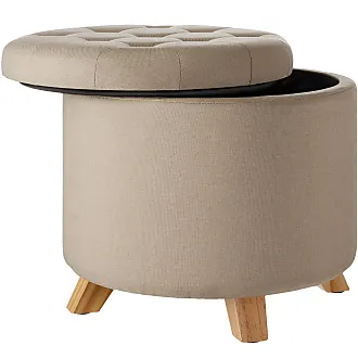 Pouf contenitore quadrato effetto lino sabbia 35L