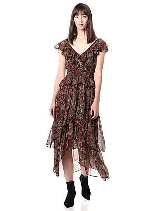 The Kooples Womens Womens Asymmetrical, Layered, Maxi Dress in a Tangier Print Dress, Red, 3