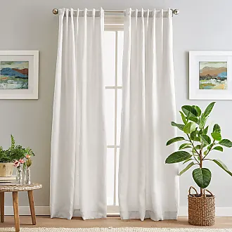 Peri Home 100% Linen Back Tab Lined Curtain, 84 Panel Pair, White