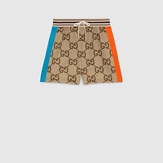Gucci Men's Wide-Leg Monogrammed Linen-Blend Shorts