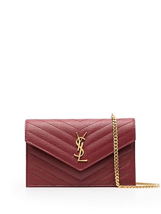 Saint Laurent Uptown Croc-effect Patent-leather Pouch - Red - One Size