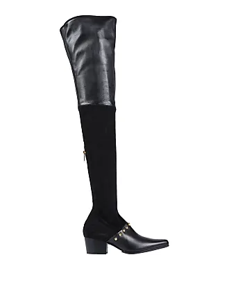 Balmain billie leather & suede discount thigh high block heel boot