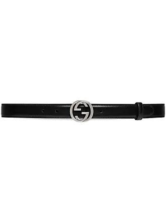 Gucci Leather Belt with Pearl Double G Buckle, Size Gucci 110, Black, Leather