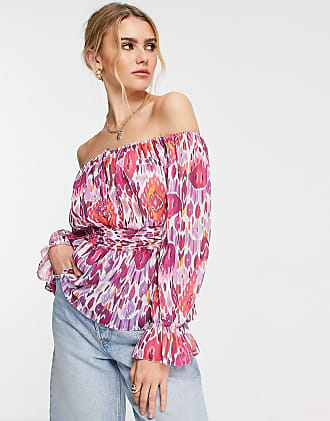 Fashion Tops Off-The-Shoulder Tops derek heart Off-The-Shoulder Top allover print casual look 