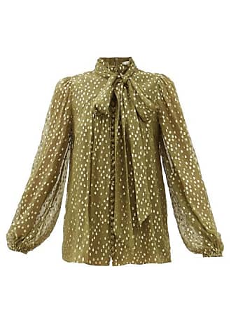 Zimmermann Pussy-bow Metallic Fil Coupé Blouse - Womens - Green Print