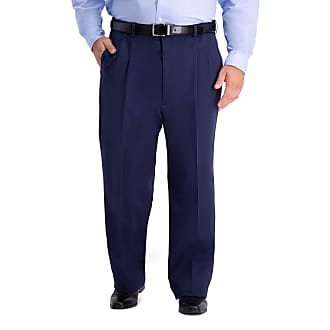 Haggar Mens B&T Work to Weekend PRO Relaxed Fit Pleat Front Pants, Navy, 44W x 32L