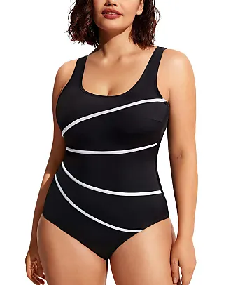 DELIMIRA Women's Built-in Cup Plus Size Swimsuits One Piece Zip Front  Bathing Su