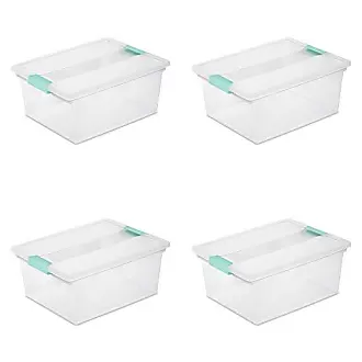 Sterilite Large FlipTop Stackable Small Storage Bin with Hinging Lid,  Plastic Container to Organize Desk at Home, Classroom, Office, Clear (12  Pack)