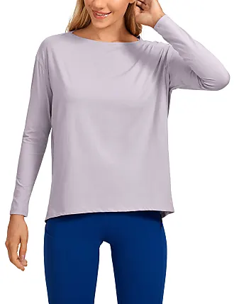  Long Sleeve Workout Shirts For Women Loose Fit-Pima Cotton Yoga  Shirts Casual Fall Tops Shirts Berry Heather Small
