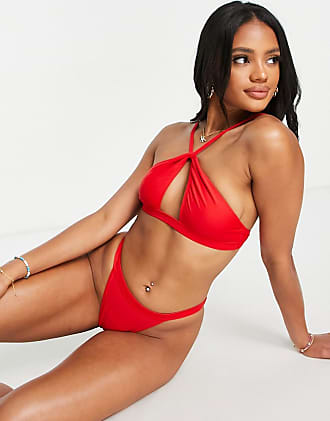 Solin Bikini Bra Adjustable Contour Red Point Beachwear Woman Wires Padded w 