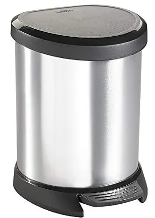 mDesign petite poubelle carré – poubelle cuisine 6L en métal à pédale,  couvercle et seau en plastique – poubelle de bureau, cuisine ou salle de  bain élégante – blanc : : Cuisine et Maison
