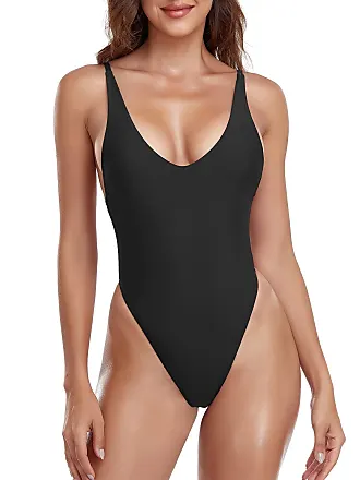 RELLECIGA Women's Black Bathing Suit Adjustable Thin Shoulder