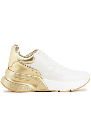 gold alexander mcqueen trainers