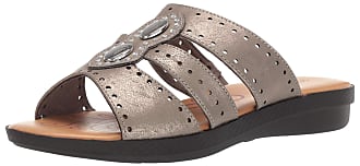 Easy Street Womens Vara Sandal Jewels and enameled Ornaments. Slide, Pewter 6.5 2W US