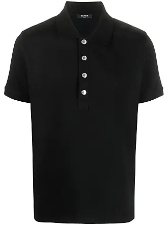 RRP $460 BALMAIN Polo Shirt Tape Logo Black 100% Guaranteed