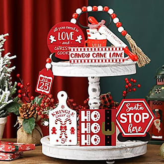 Valentines Day Tiered Tray Decorations Set - 7pcs Red Pink Valentines  Wooden Signs Table Centerpieces with LED Lights for Valentines Day Home  Table