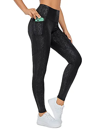 CRZ YOGA Women's Faux Leather Workout Leggings 23 Inches - High Waisted  Yoga Pants Stretchy Capris with Pockets