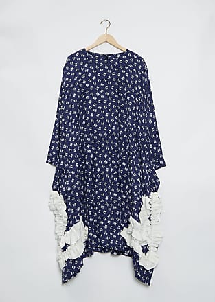 Comme Des Garçons Ruffle Trim Dress Navy x Off White Size: M