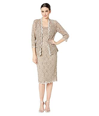 Alex Evenings Tea Length All Over Sequin Lace Jacket Dress