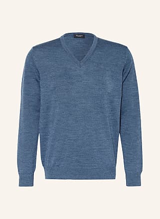 MAERZ Herren Pullover V-Ausschnitt Merinowolle 490400 einfarbig orient blue blau 