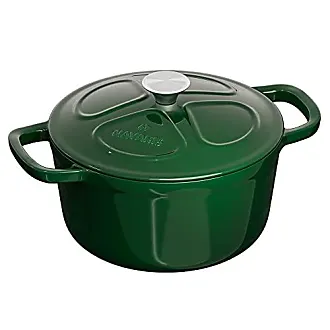 Navaris Enameled Dutch Oven - 3.7 qt Cast Iron Pot with Lid - 9 1/2 Round Enamel Cookware - Induction Cooktop Safe - Matte Red