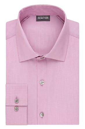 Kenneth Cole Reaction Mens Dress Shirt Slim Fit Technicole Stretch Solid, Pink, 14.5 Neck 32-33 Sleeve