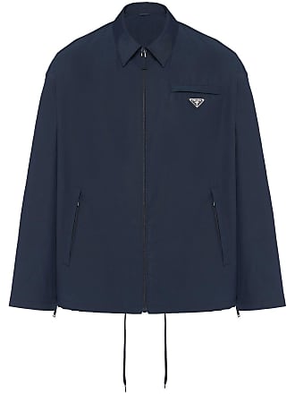 Studded Cotton Blouson Jacket in Blue - Prada