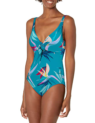 Gottex Seychelles Sweetheart Bandeau One Piece Swimsuit Size 6 Turquoise/Brown 