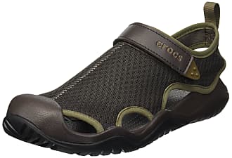 crocs men's swiftwater leather slide open toe sandals