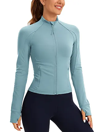  CRZ YOGA Butterluxe Womens Cropped Slim Fit Workout Jackets  - Weightless Track Athletic Full Zip Jacket