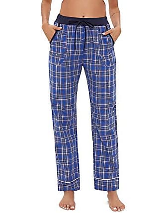 Pantalon Pyjama Femme Coton avec Poches Pantalon Interieur Femme Carreaux S-XXL iClosam Bas de Pyjama Flanelle Femme 