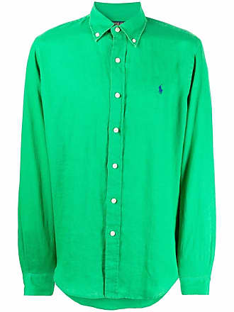 green polo dress shirt