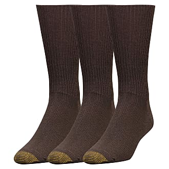 Gold Toe Mens Fluffies Crew Socks, 3 Pairs - brown