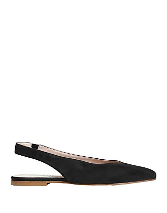 Black patent leather ballet flats with strap and heel - Ballerette