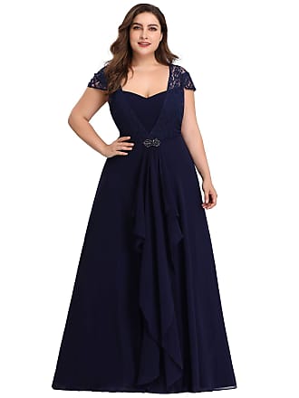 Ever-pretty Womens Vintage A-Line Floral Lace Dress Wedding Guest Dresses for Women Plus Size US24 Navy