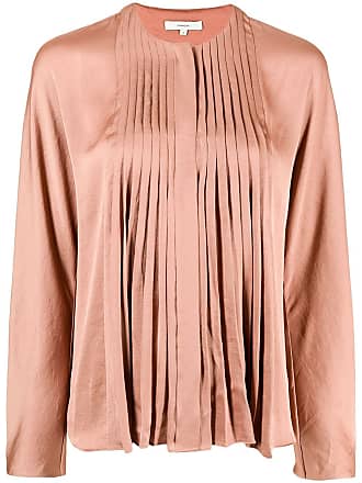 Vince pleated long-sleeve blouse - women - Polyester - M - Brown