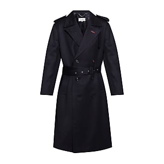 Blue for Men Maison Margiela Cotton Coat In Contrasting Fabrics in Navy Blue Mens Clothing Coats Long coats and winter coats 