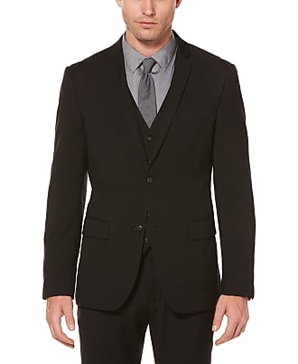 Perry Ellis Mens Slim Fit Solid Jacket, Black, XX-Large/Regular-46