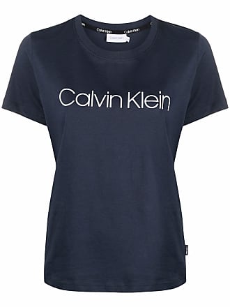 Calvin Klein logo-print cotton T-shirt - women - Cotton - M - Blue