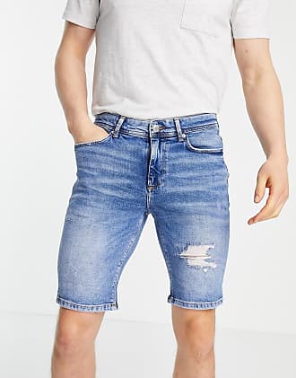 MANDDI Mens Classic Relaxed Fit with Pockets Jean Shorts Fashion Ripped Large Size Denim Shorts 