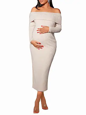 MakeMeChic Women's Maternity Clothes Set Ribbed Bodycon Cami Dress