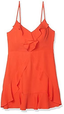 Bcbgmaxazria Womens Ruffled Satin Mini Dress, Vibrant Orange, 10