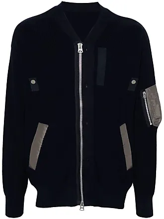 sacai check-pattern brushed-effect cardigan - Black