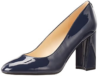 Nine West Womens Arya 9x9 Block Heel Pump, Dark Blue, 5