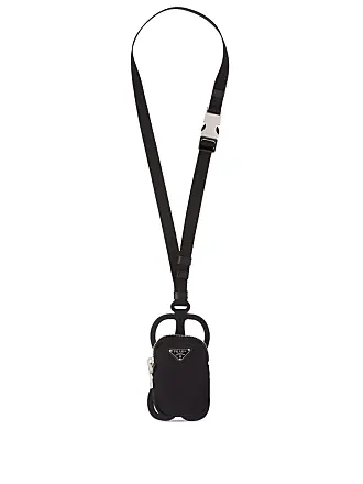 Saffiano Prada Logo Patch Phone Case in Black Leather ref.570919