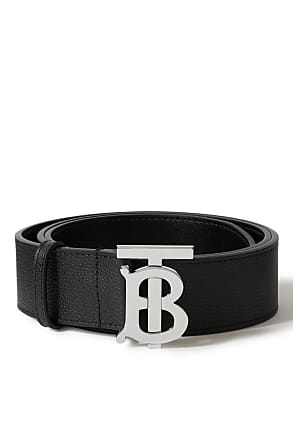 Burberry Men's Monogram TB Buckle Plaid Belt - Black Archive Beige - Size 32