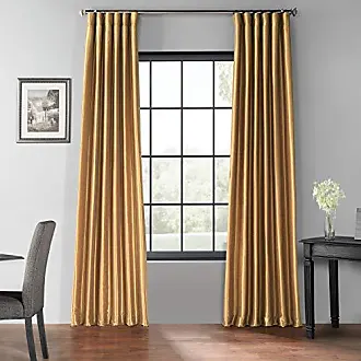 Half Price Drapes Faux Silk Blackout Curtains 108 Inches Long for Bedroom & Living Room Vintage Textured Blackout Curtain (1 Panel), 50W x 108L, Flax Gold